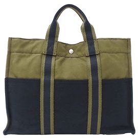 Hermès Sac à main Hermes Fourre-Tout Tote MM Vert Kaki Bleu Marine