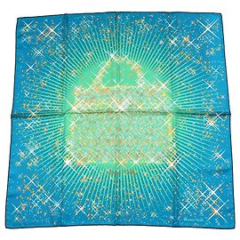 Hermès Magic Kelly Dimitri Rybaltchenko 90cm Seidentuch Blau Grün Weiß Blau Grün Orange Gelb