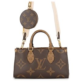 Louis Vuitton Monogram Reverse Giant OnTheGo Handbag EW Red