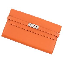 Hermès Hermes Kelly Wallet Long in Orange Epsom Leather Orange