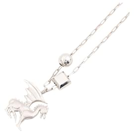 Hermès Hermes Necklace with Dragon Motif Silvery