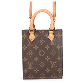 Sac à main Louis Vuitton Monogram Petite Sac Plat Marron Monogramme
