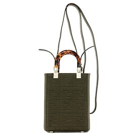 Fendi Sunshine Shopper Mini 2-Way Handbag Khaki