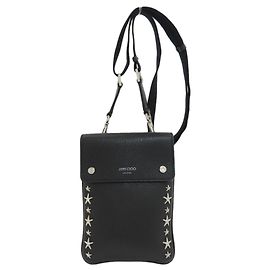 Bolsa de Ombro em Couro com Motivo de Estrela com Tachas Jimmy Choo Preto