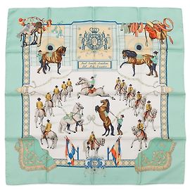 Lenço de Seda Hermès - Royal Andalusian Equestrian School Multicor Verde claro
