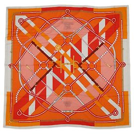 Hermès Stola in cashmere e seta Hermes Orange e White Bianco Arancione