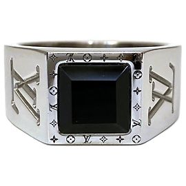 Louis Vuitton Ring Schwarz Silber Lackleder Schwarz Silber