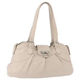 Salvatore Ferragamo Gancini Leather Blanc