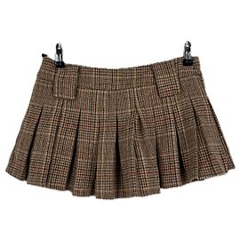 Autre Marque Jupe à motif pied-de-poule Marron