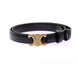 Céline Schwarzer Gürtel mit goldenem Logo Schwarz