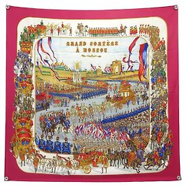 Hermès FOULARD HERMES GRAND CORTEGE A MOSCOU M. DUCHENE CARRE 90 SETA ROSSO Rosso