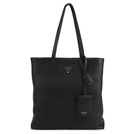 Prada Grand sac cabas en cuir Noir
