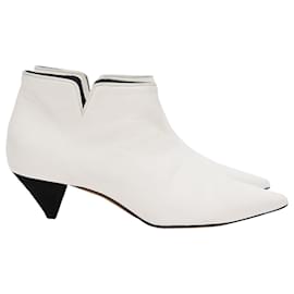 Céline Celine Pointed-Toe Ankle Boots in White Leather White Cream