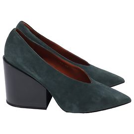 Acne Studios Alvara Pointed-Toe Pumps in Olive Suede  Green Olive green