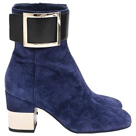 Bottines à boucle So Vivier de Roger Vivier en daim bleu marine Bleu Bleu Marine