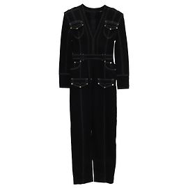 Mono de denim con escote en V Balmain en algodón negro Negro
