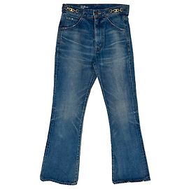 Céline  Celine Dylan Triomphe Chain Accent Flared Jeans in Blue Cotton Blue