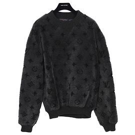 Louis Vuitton Camiseta de cuello redondo en shearling monogramada gris talla Xxl Gris