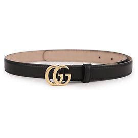 Gucci GG Marmont Thin Belt Black Leather Black