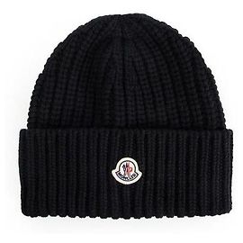 Moncler Black Wool Beanie Black