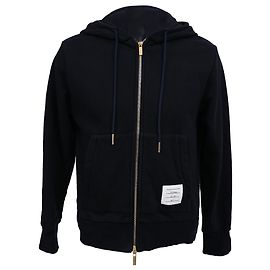 Thom Browne Loopback Zip-Up Hoodie aus baumwolle in Navy Blue Blau Marineblau