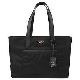 Prada Sac Tote Medium en Re-nylon et cuir Saffiano Noir