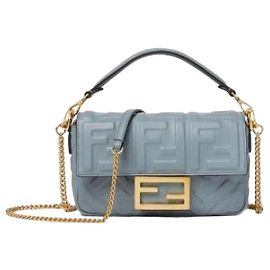 Fendi Mini Sac Baguette Bleu Clair Bleu