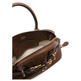 Miu Miu Mini Bolsa de Couro Nappa Aventurine Marrom