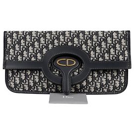 Pochette pliante Dior blanche en jacquard Oblique Blanc