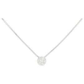Autre Marque Colar de Flor em Ouro Branco Au750 e Diamantes Prata