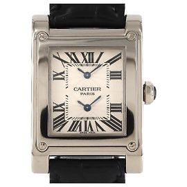 Cartier Tank à Vis 2 Time Zone Ouro Branco Prata