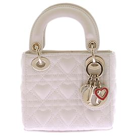 Mini bolso "Lady Dior" blanco Blanco