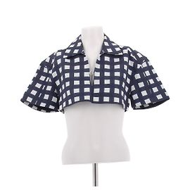Jacquemus Top corto a scacchi "Le Splash" Blu