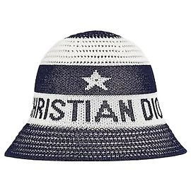 Dior Cloche de mezcla de punto de algodón Blue White Azul