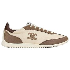 Céline Baskets Racer Nylon, Daim Veau Veau Optic White Brown Marron