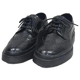 Prada Brushed Leather Derby Shoes Black