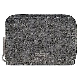 Dior Portamonete con zip in jacquard nero Nero
