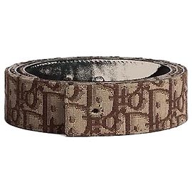 Dior Reversible Belt Strap Brown Oblique Jacquard Black Calfskin Brown