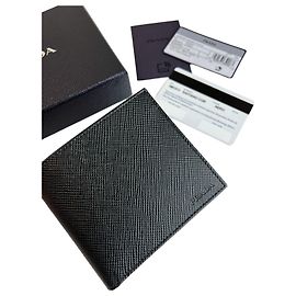 Prada Saffiano Leather Men's Wallet Black Black