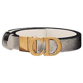 Dior Cinturón Saddle reversible Black Latte en piel de becerro lisa Negro