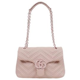 Gucci Bolsa de Ombro Marmont em Couro Rosa Rosa