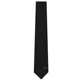 Gucci Corbata de jacquard de seda Horsebit Negra Negro