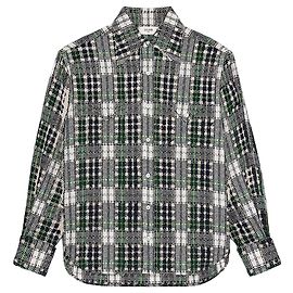 Céline Camicia in cashmere Tartan Blu/Verde/Bianco Blu