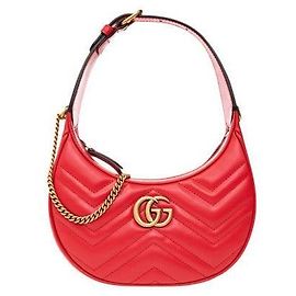 Gucci Borsa a tracolla e spalla Marmont Matelassé Half Moon Red DTDHT Rosso