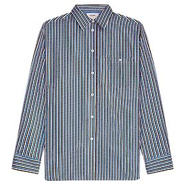 Céline Oversized Hemd aus Seidentwill Blue/Brown/Ivory Blau