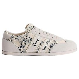 Dior Zapatillas Ribbon Ante de becerro blanco, Bouclé de algodón azul Cannage blanco Azul