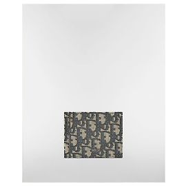 Dior Porta-moedas com clip Bege Black Oblique Jacquard Marrom