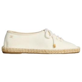Céline Espadrilles de Atar em Lona Ecru Branco