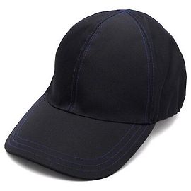 Prada Gorra Unisex de Nailon Negro con Costuras Azules Negro