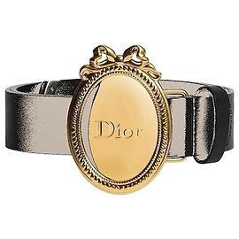 Dior Medallion Gürtel aus schwarzem glattem Kalbsleder Schwarz